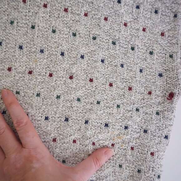 Vintage '90s St John's Bay Gray Maroon 3D Biggie Cosby Knit Crewneck Sweater L - Picture 9 of 9